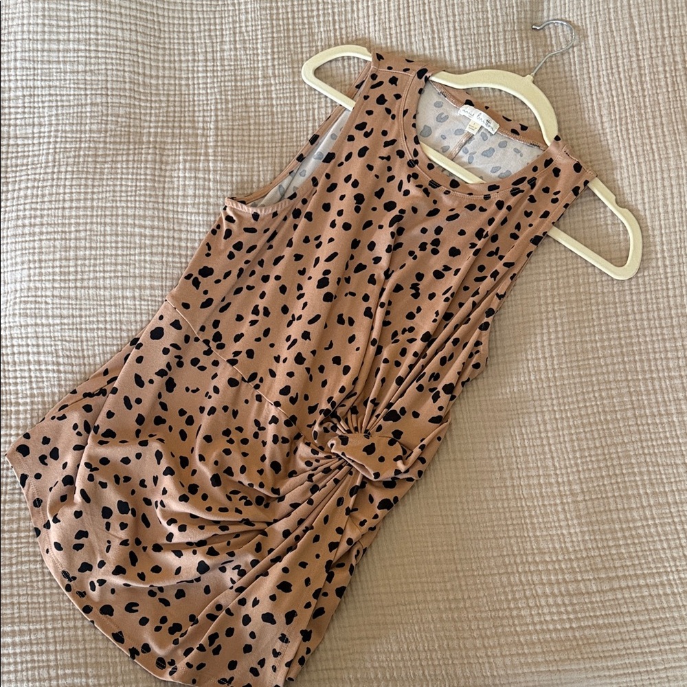 nine britton Leopard-Spot Sleeveless Tank in Tan & Black